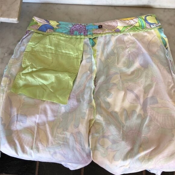 J. MCLAUGHLIN Yellow Turquoise Floral Capris Vintage 6 - Picture 11 of 15